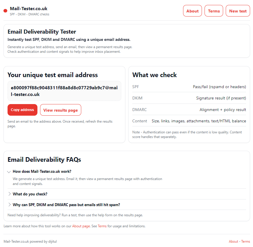 Email Testing Tool