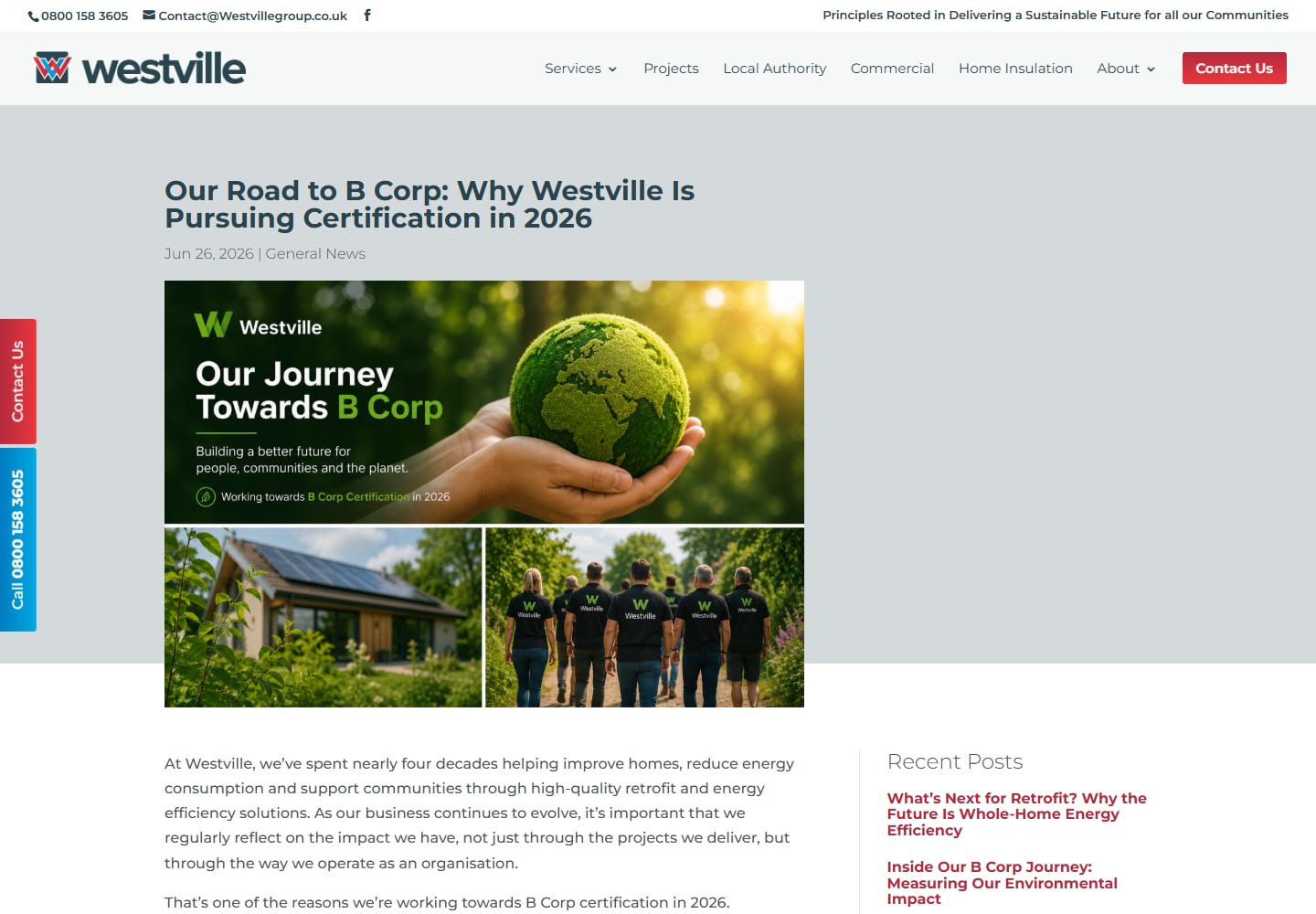 Westville Group article titled Our Road to B Corp: Why Westville Is Pursuing Certification in 2026